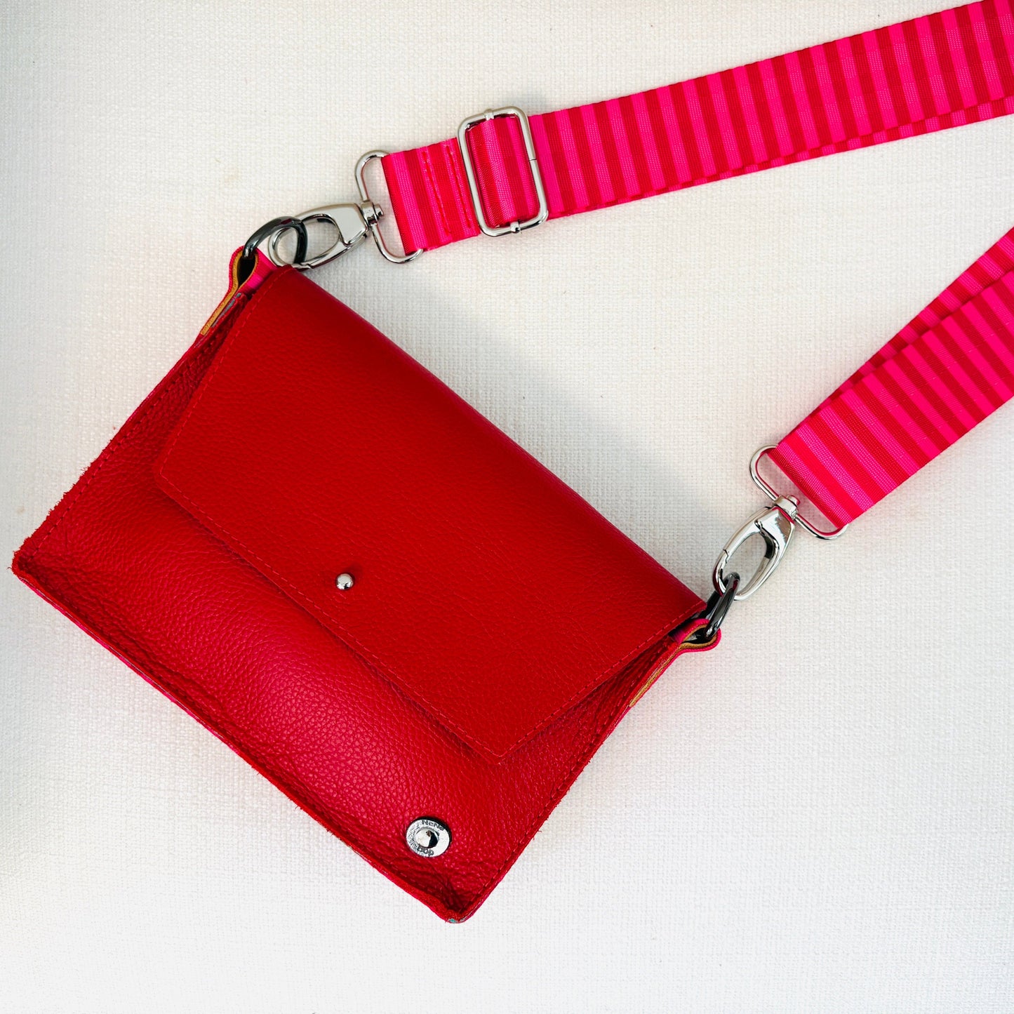 ALLY Mini - 4 in 1 Leather Bag - Red/Pink Stripe