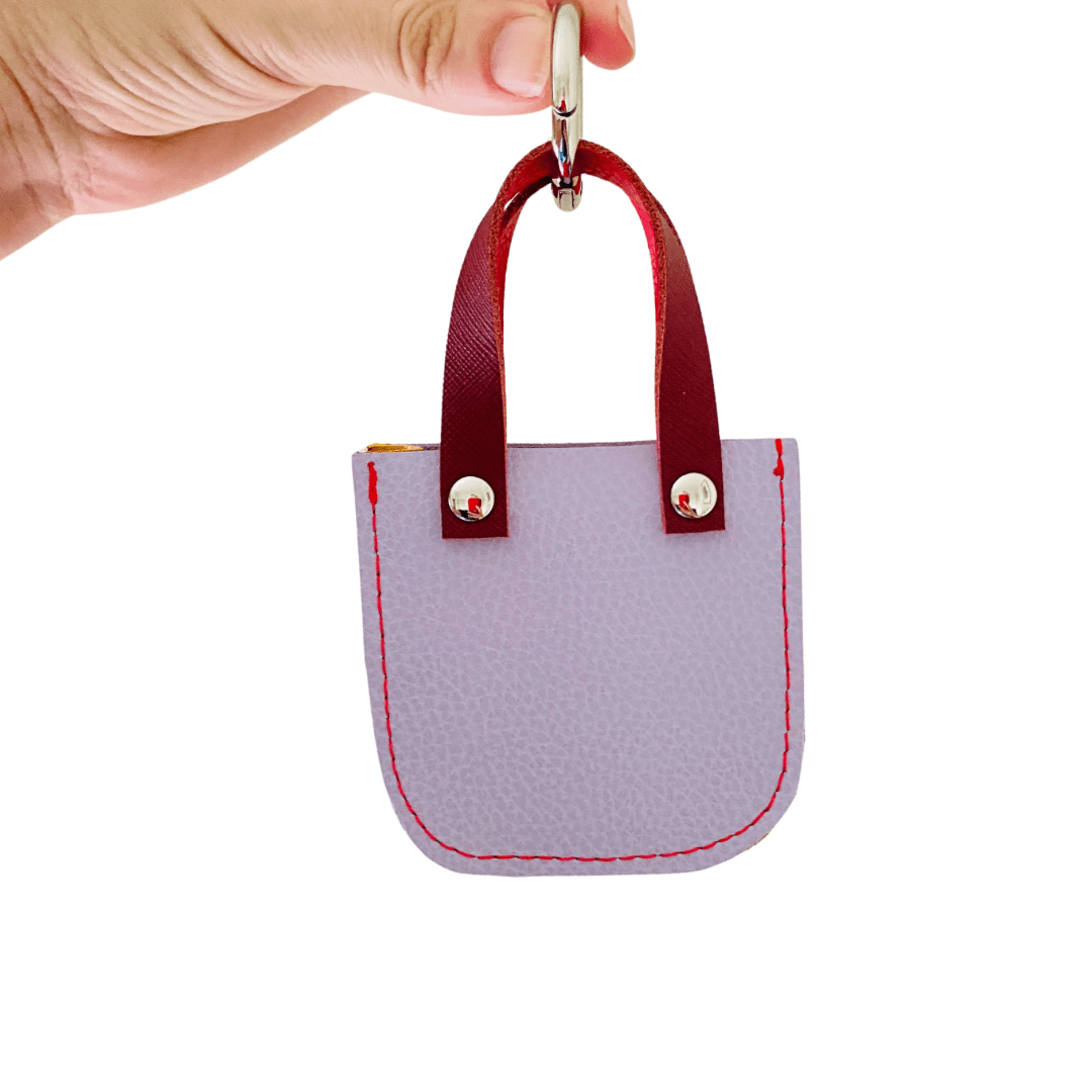 Mini Leather Tote Bag Charm – Tiny Tote, Big Style Lavender/Mustard