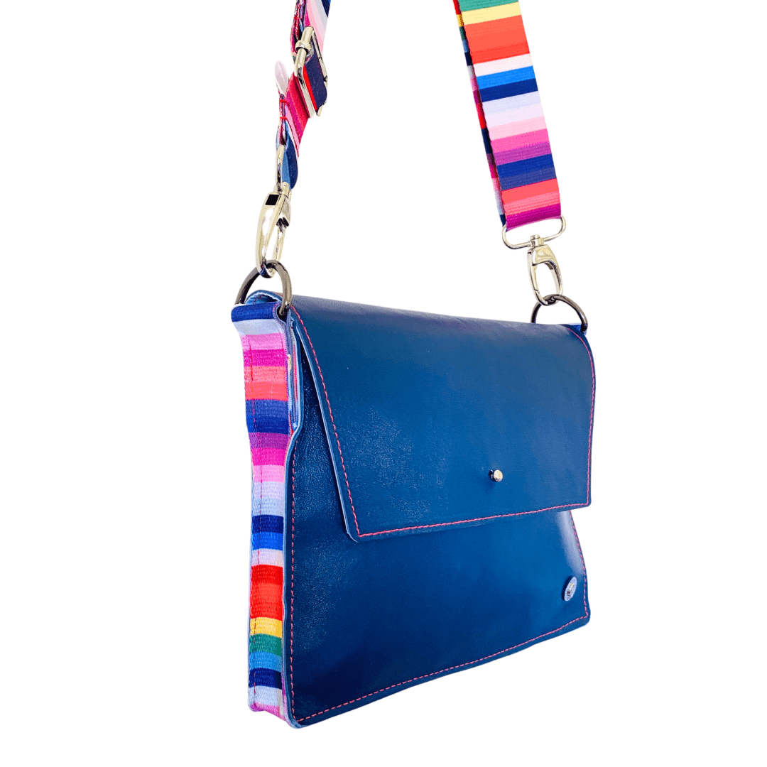 ALLY Leather Crossbody bag - Midi - Smooth Navy