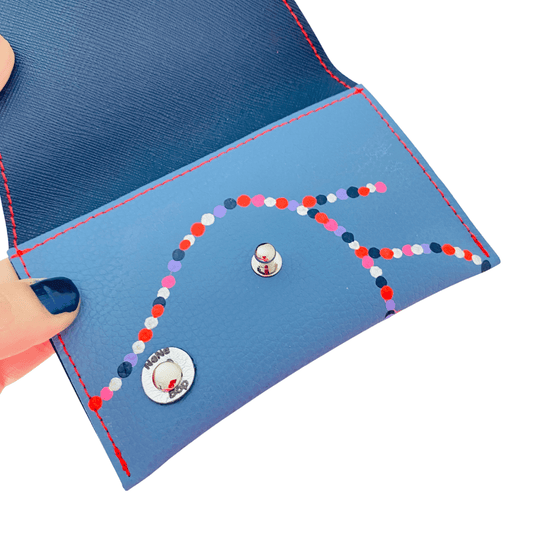 Leather Pocket Purse - Petrol Blue Yarra River