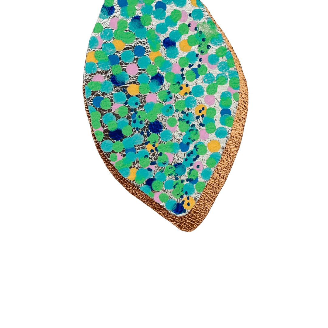Opal Leaf Hand Painted Earrings Green - Mega