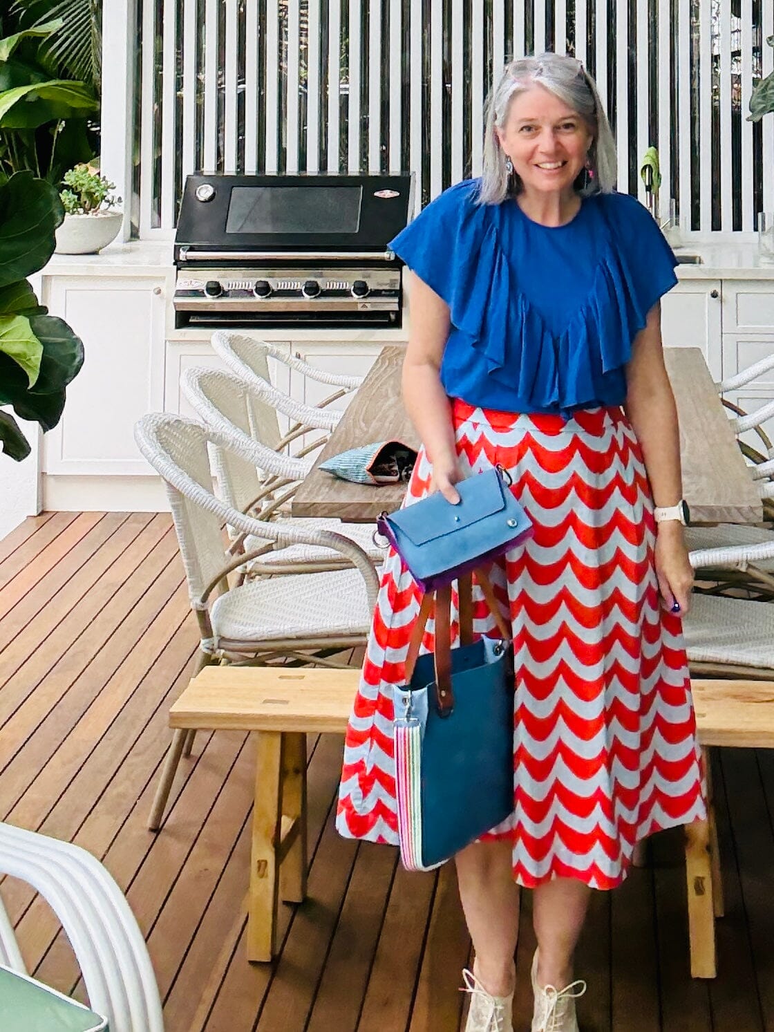 The Everyday Leather Tote - Denim Blue/Powder Blue