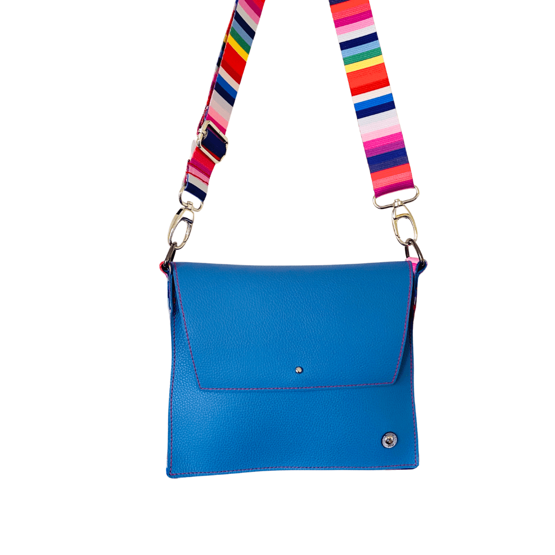 ALLY Leather Crossbody bag - Midi - Dusky Blue Pebble