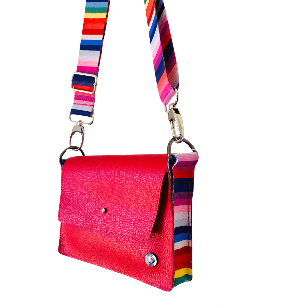 ALLY Mini - 4 in 1 Leather Bag - Red Pebble