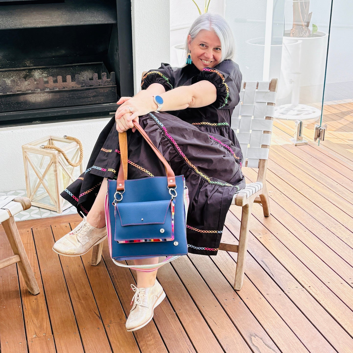 ALLY Mini - 4 in 1 Leather Bag - Deep Blue Strawberry
