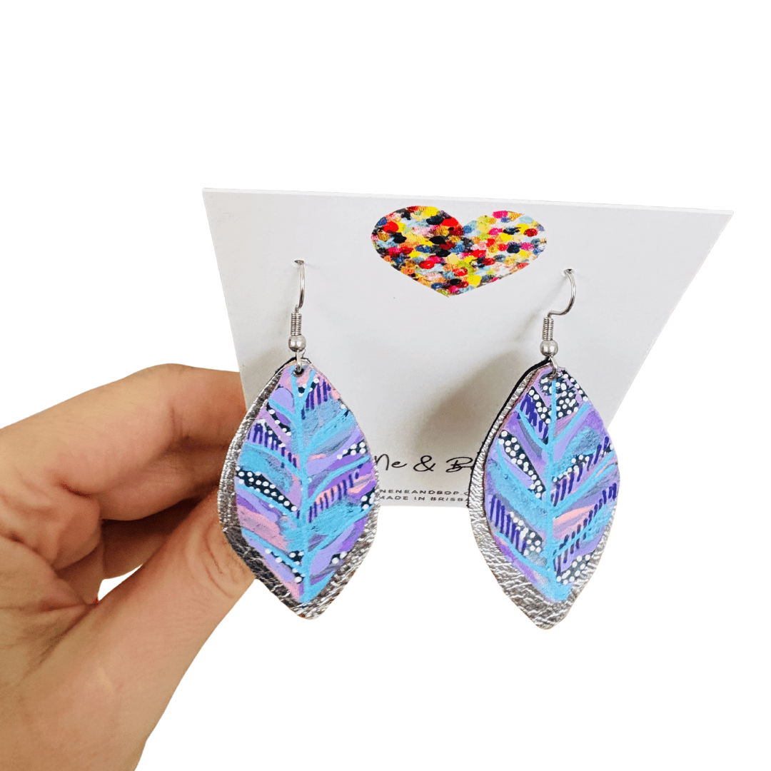 Lilac Leaf Hand Painted Earrings