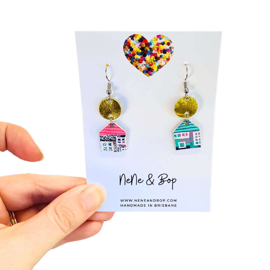 Cottage - Mini - Various Colours - Leather Earrings