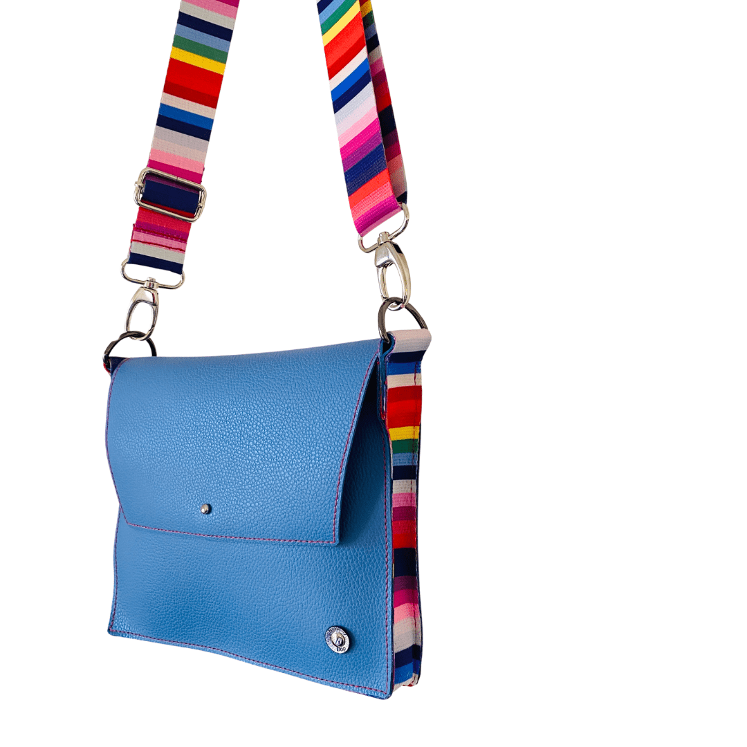 ALLY Leather Crossbody bag - Midi - Dusky Blue Pebble