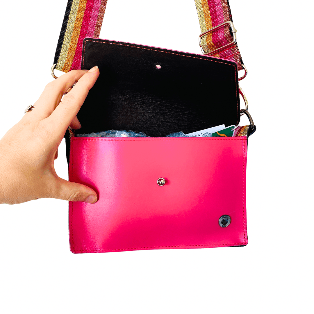 ALLY Mini - 4 in 1 Leather Bag - Bright Pink