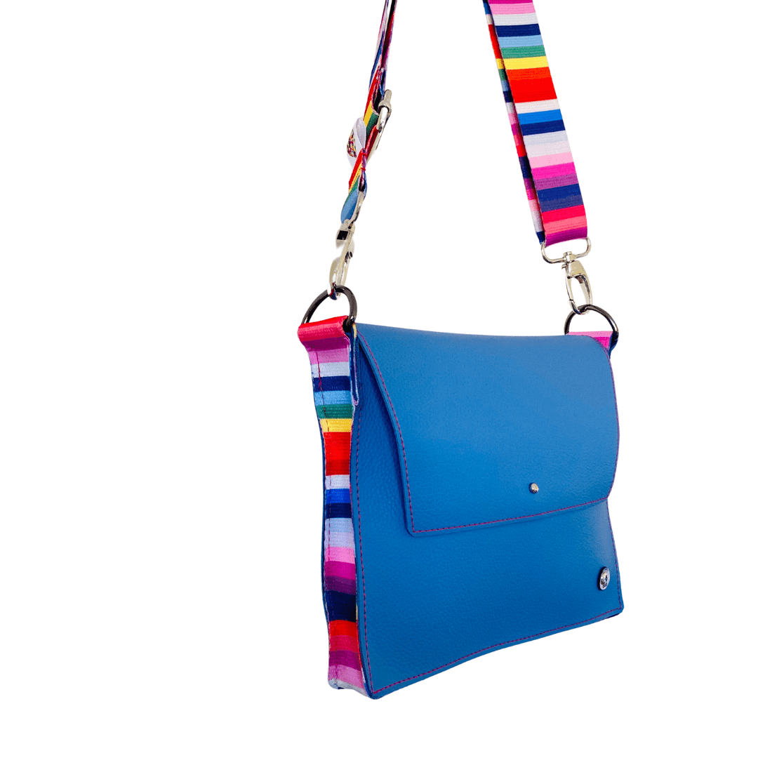 ALLY Leather Crossbody bag - Midi - Dusky Blue Pebble