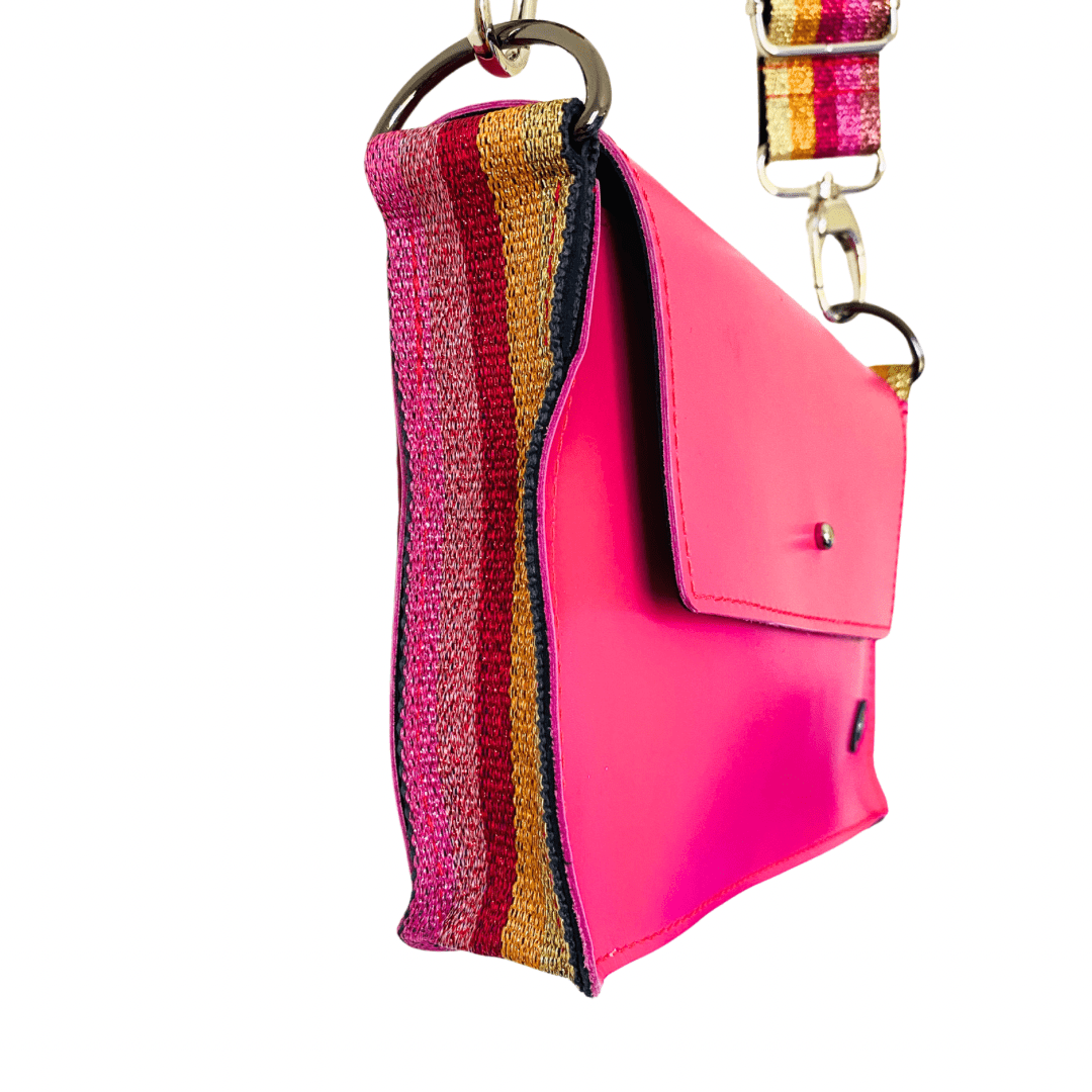 ALLY Mini - 4 in 1 Leather Bag - Bright Pink
