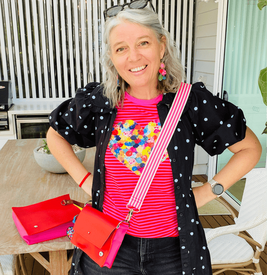 ALLY Mini - 4 in 1 Leather Bag - Red/Pink
