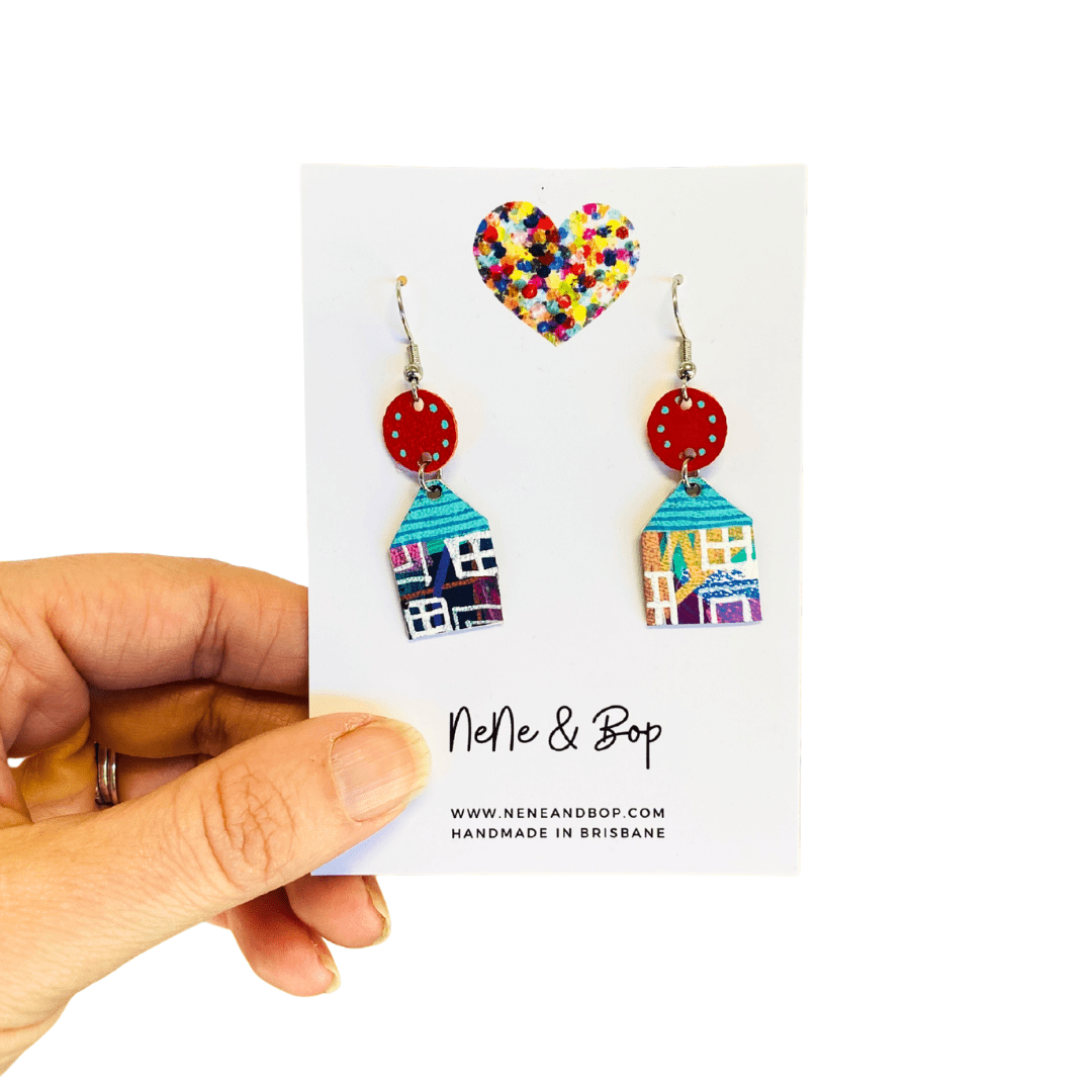 Cottage - Mini - Various Colours - Leather Earrings