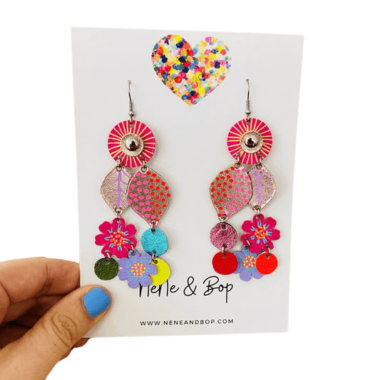 Bouquet of Blooms - Mega 1 - Leather Earrings
