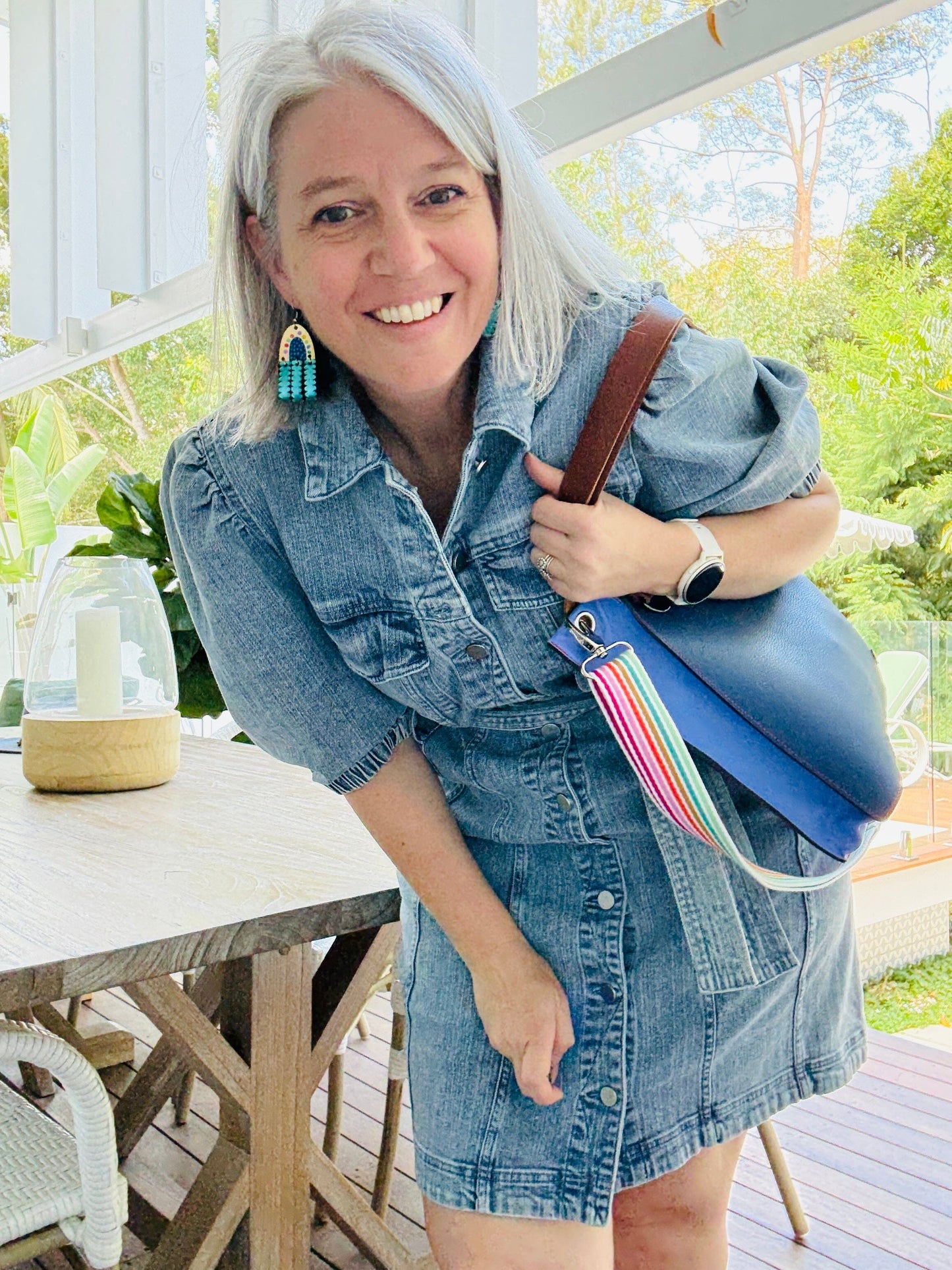The Everyday Leather Tote - Deep Blue Periwinkle