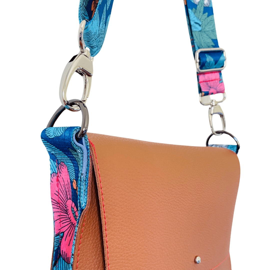 ALLY Leather Crossbody bag - Midi - Camel Floral