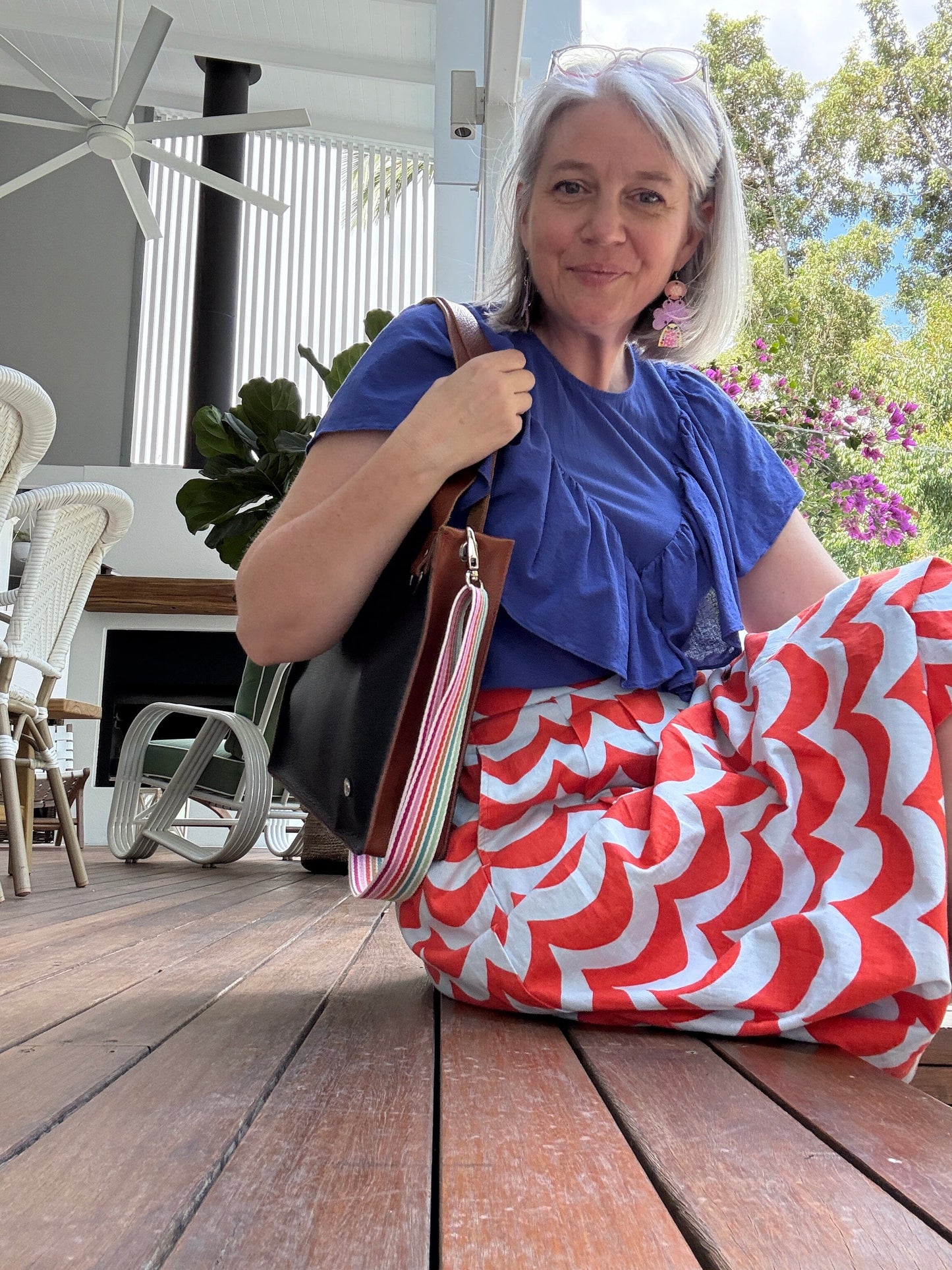 The Everyday Leather Tote - Pebble Black/Tan