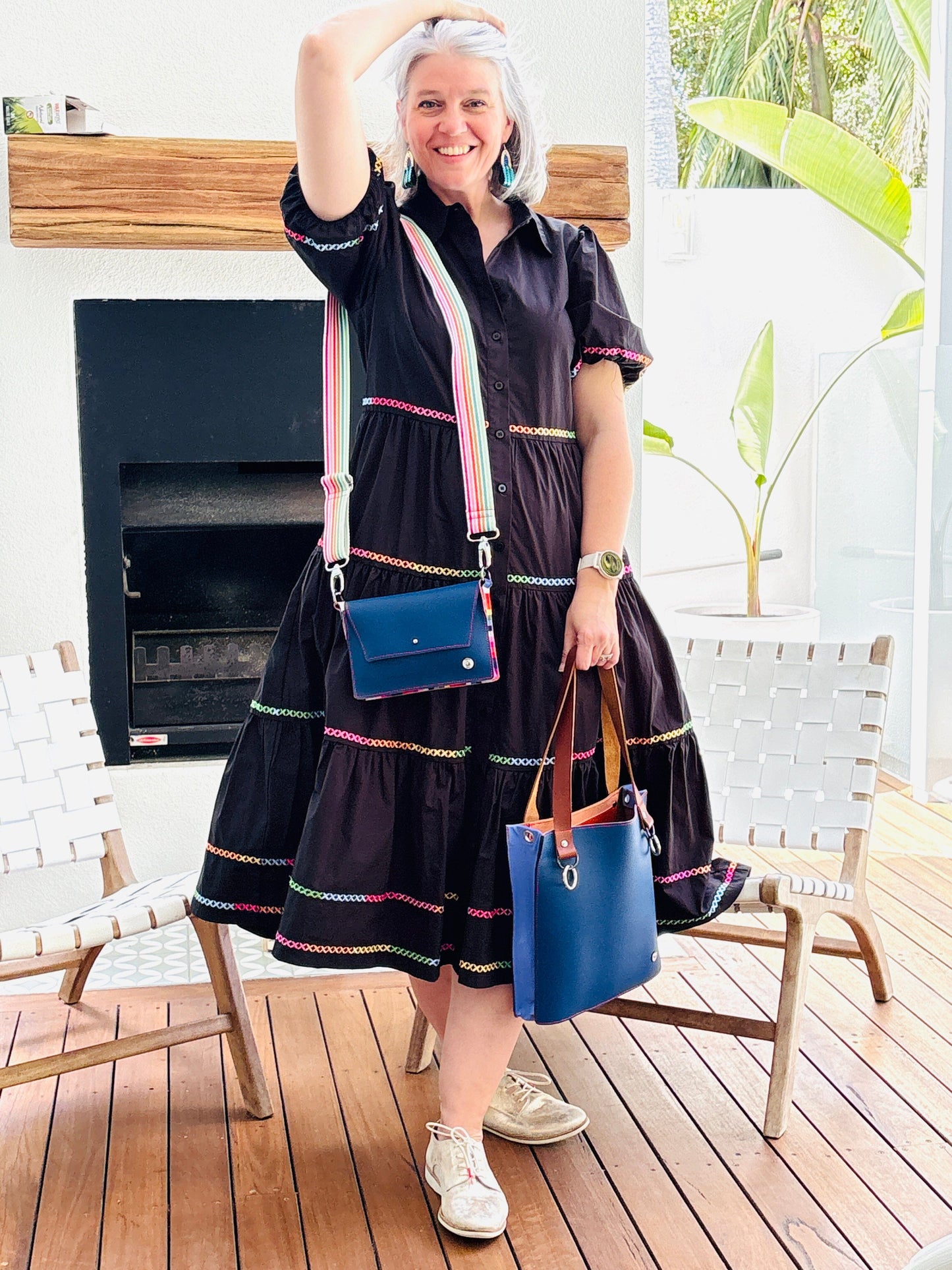 ALLY Mini - 4 in 1 Leather Bag - Deep Blue Strawberry