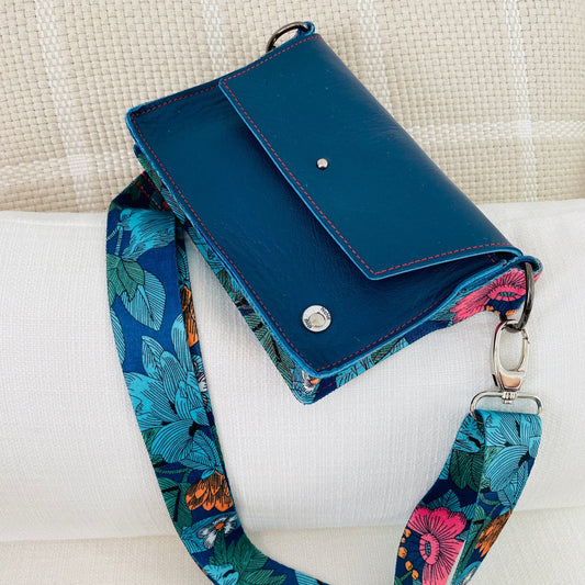 ALLY Mini - 4 in 1 Leather Bag - Navy Floral
