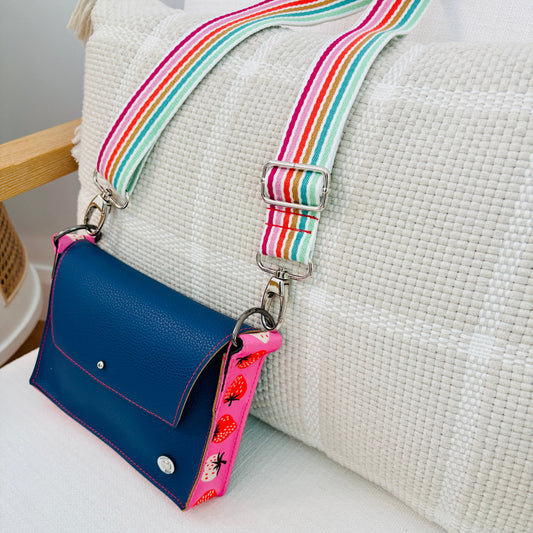 ALLY Mini - 4 in 1 Leather Bag - Deep Blue Strawberry