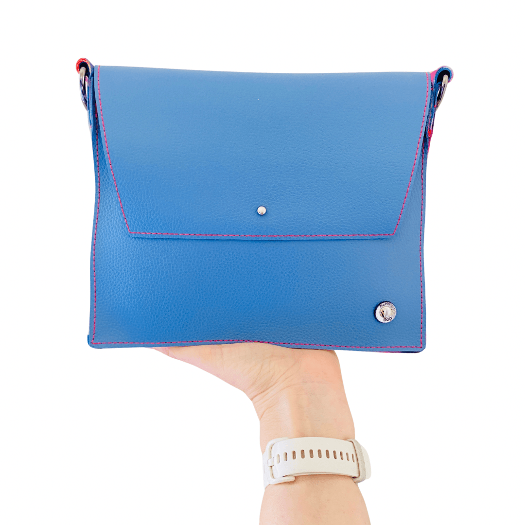 ALLY Leather Crossbody bag - Midi - Dusky Blue Pebble