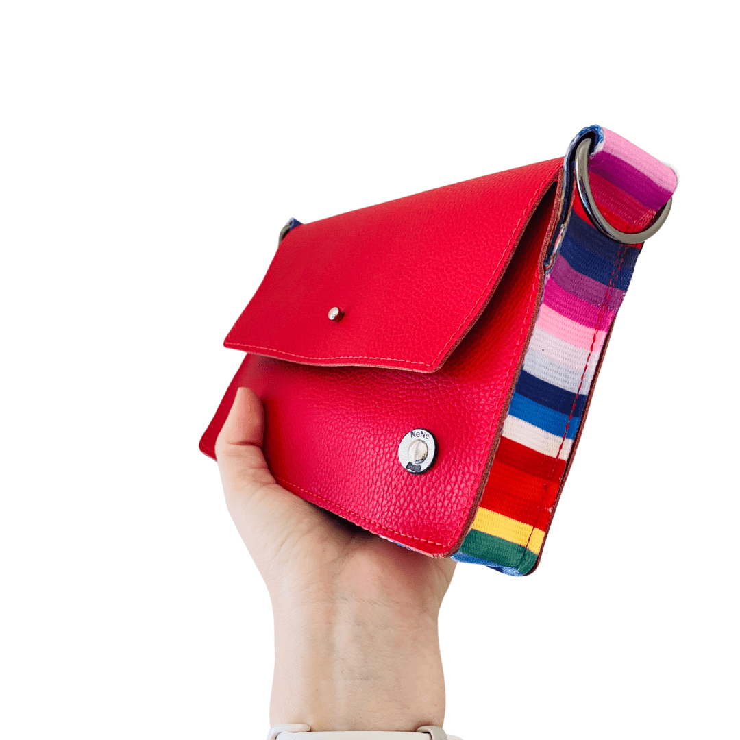 ALLY Mini - 4 in 1 Leather Bag - Red Pebble