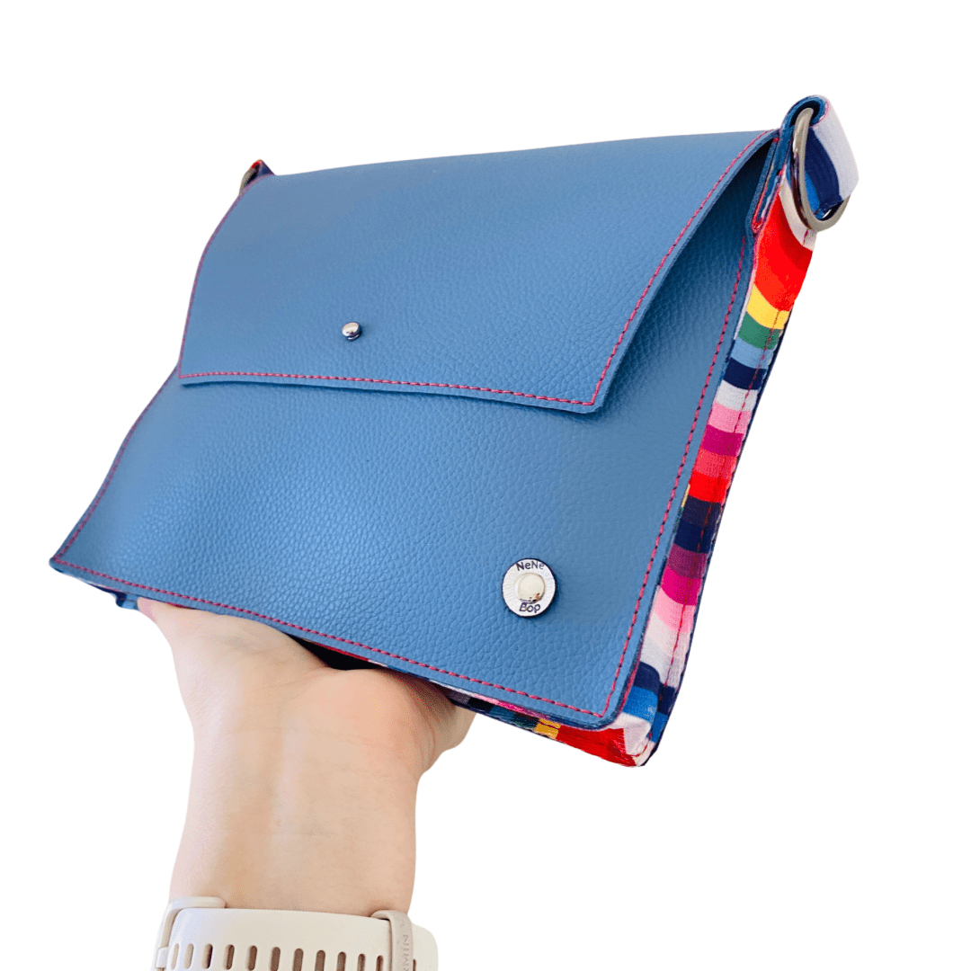 ALLY Leather Crossbody bag - Midi - Dusky Blue Pebble