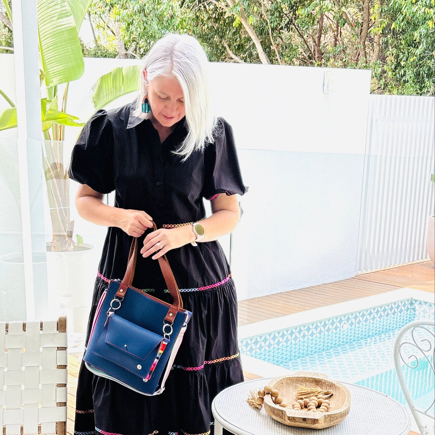 The Everyday Leather Tote - Deep Blue Periwinkle