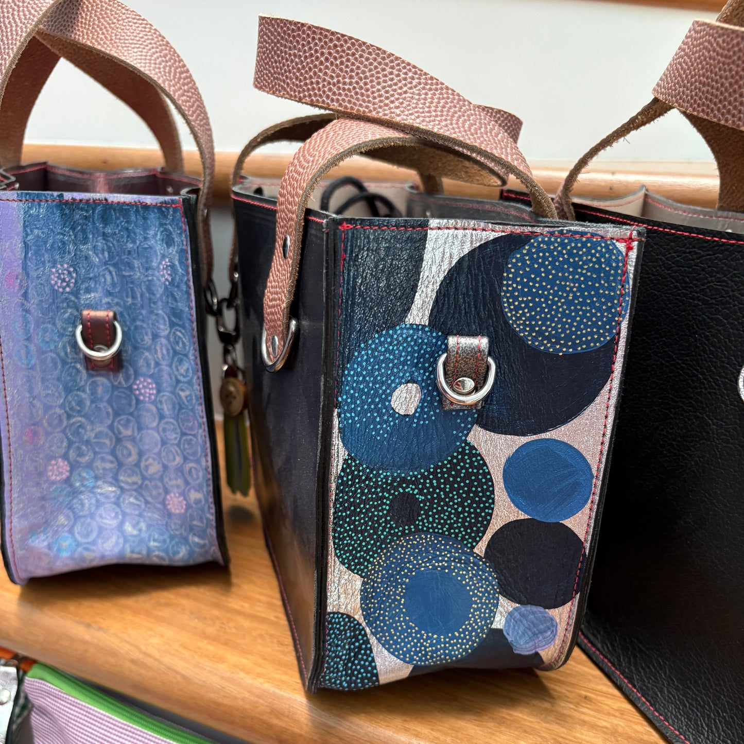 Artist Palette Micro Leather Tote - Coral Dusk