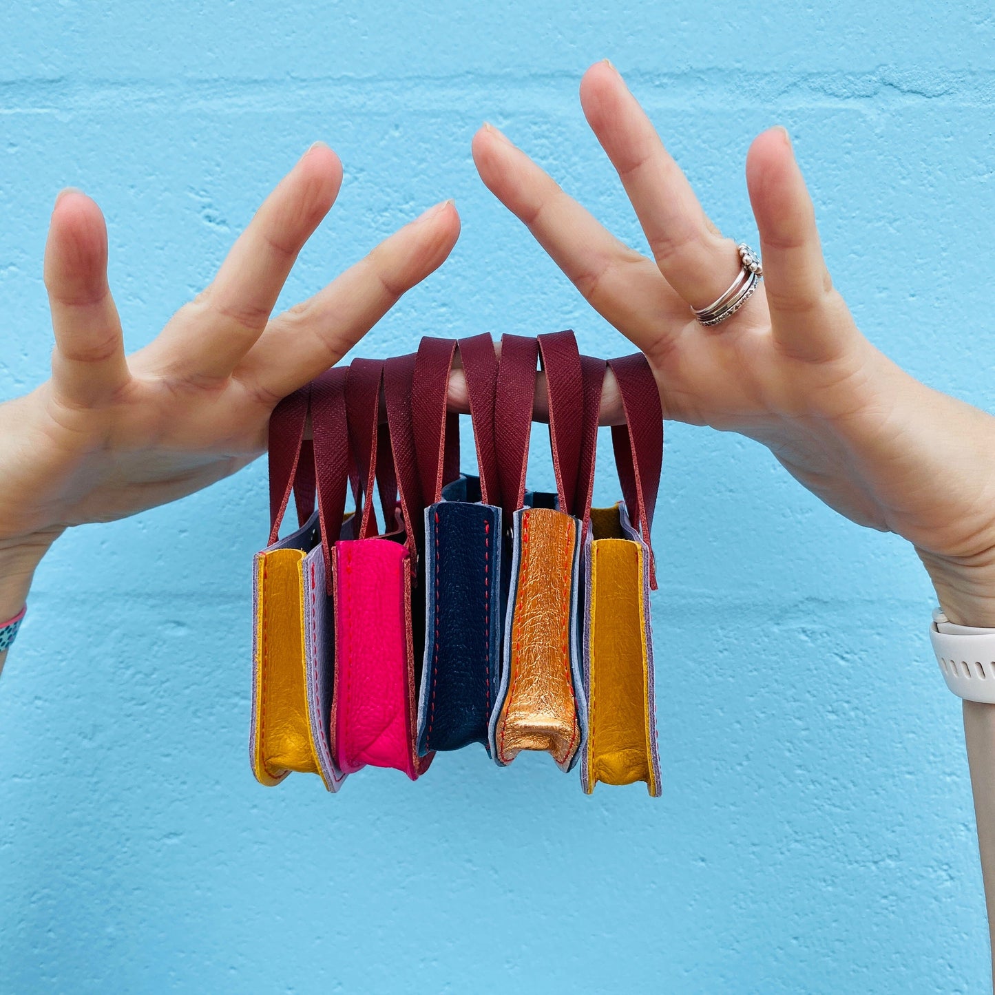 Mini Leather Tote Bag Charm – Tiny Tote, Big Style Red/Pink