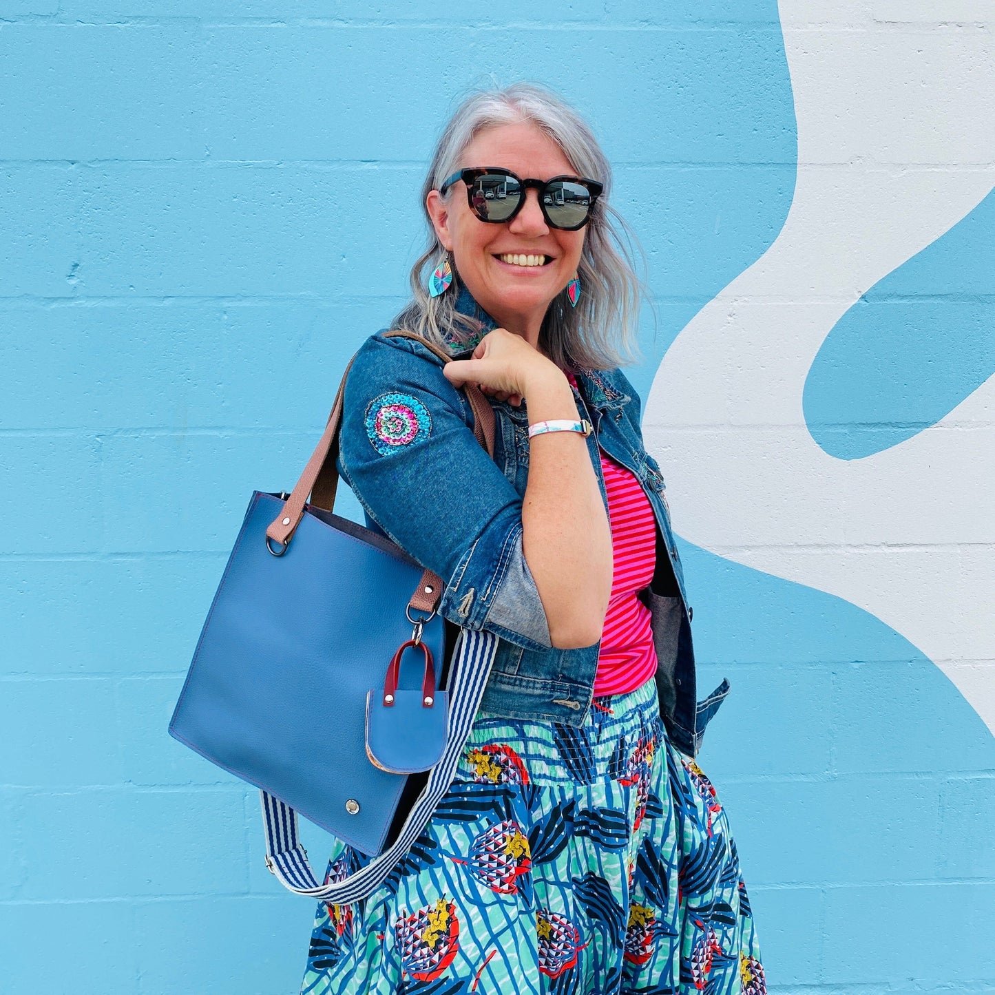 The Everyday Leather Tote & Crossbody Green/Silver