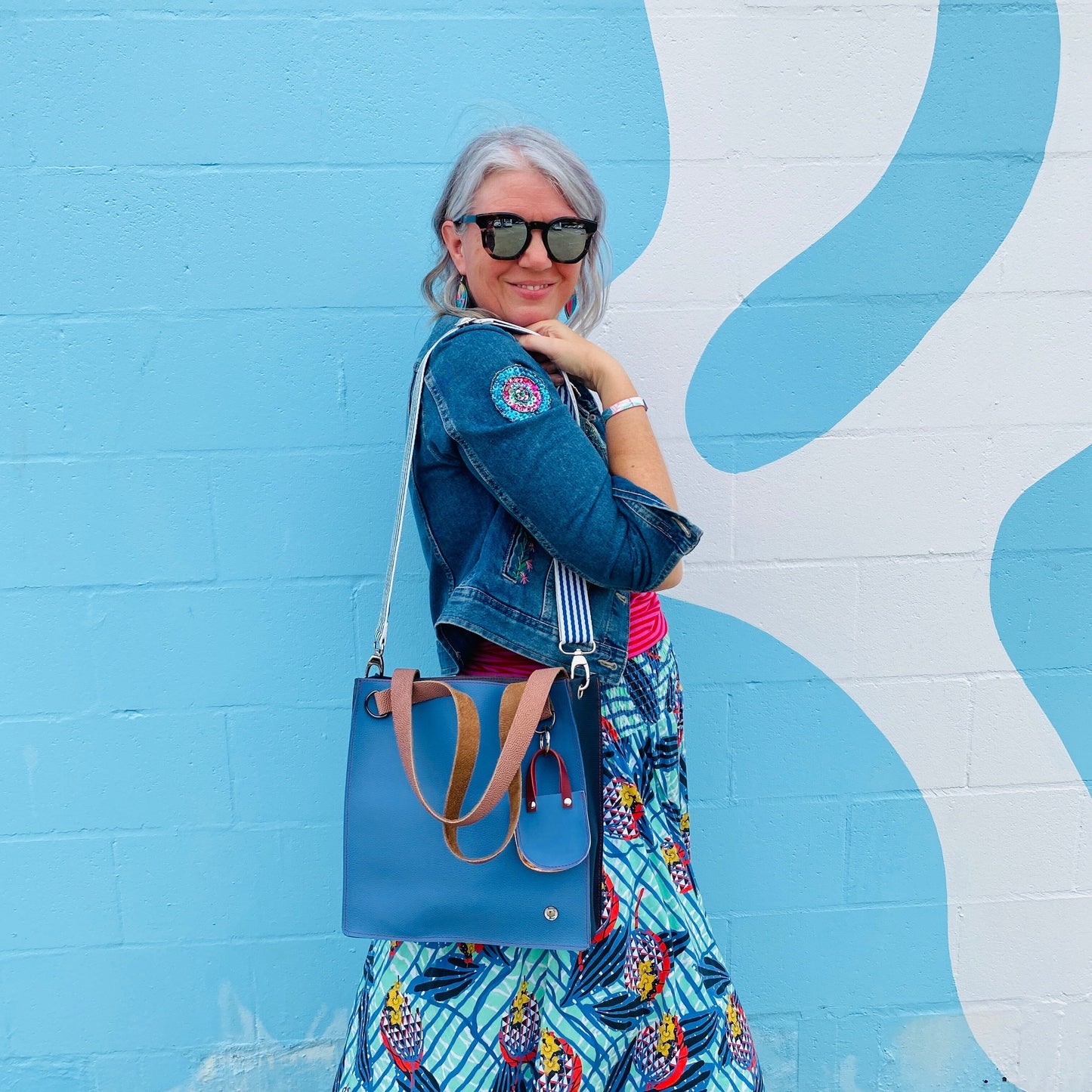 The Everyday Leather Tote Blue/Navy