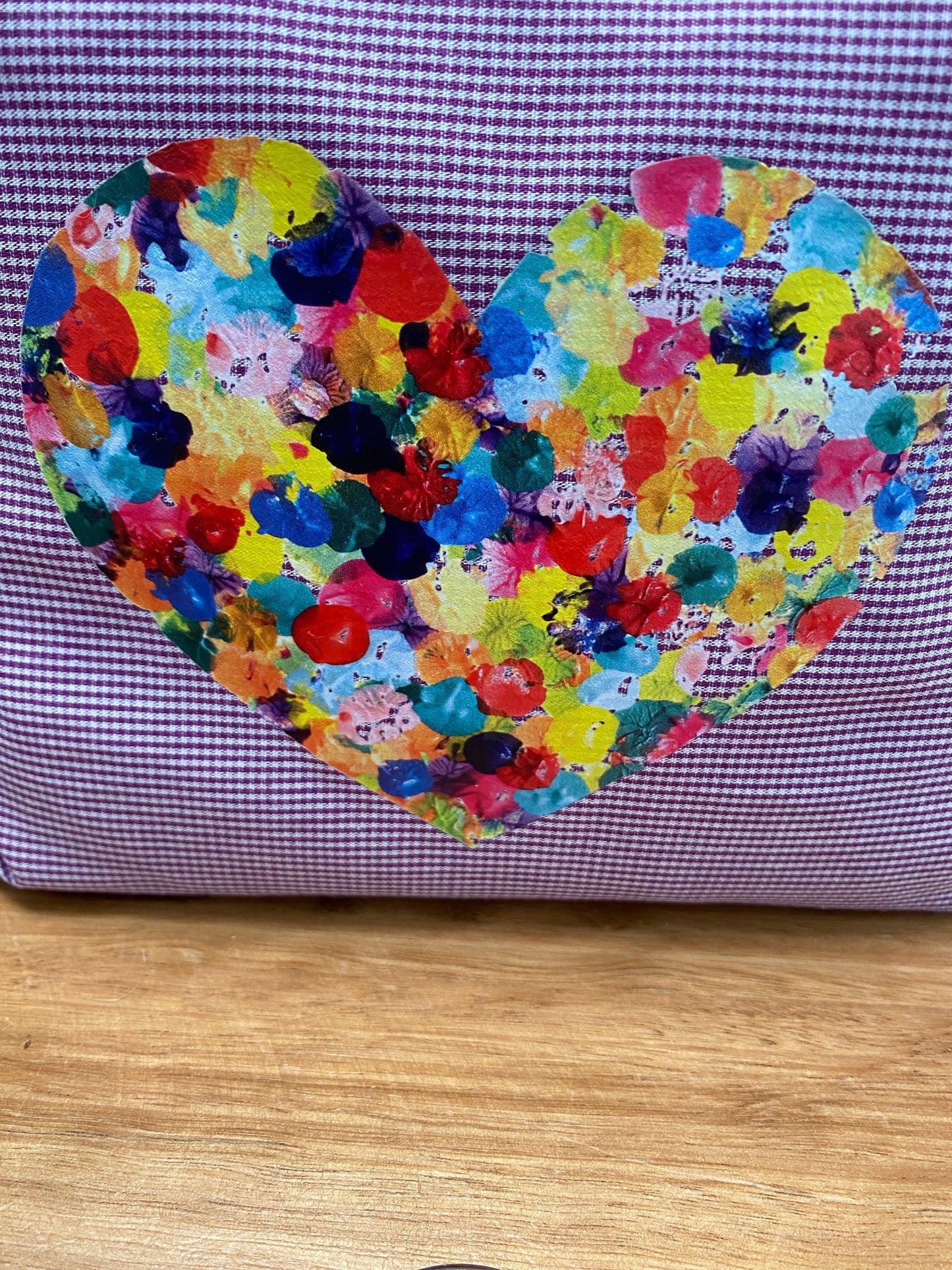 Lilac Gingham Heart - Zippy Pouch