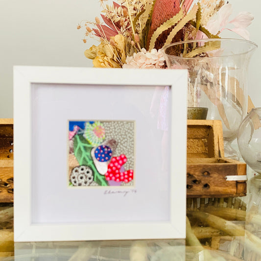 Leather collage - Deep Box Frame - Spring has Sprung