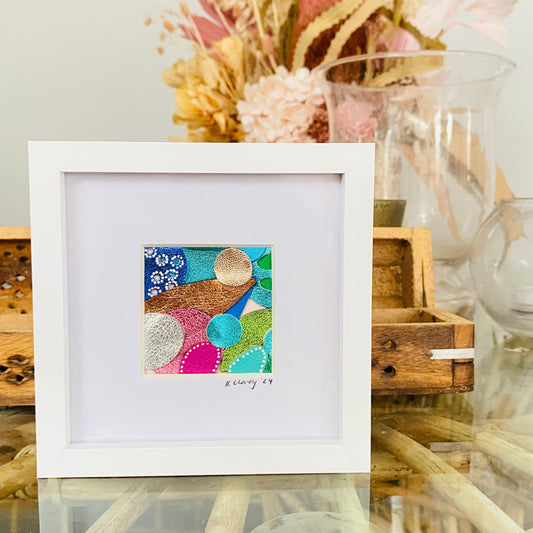 Leather collage - Deep Box Frame - Summer Land