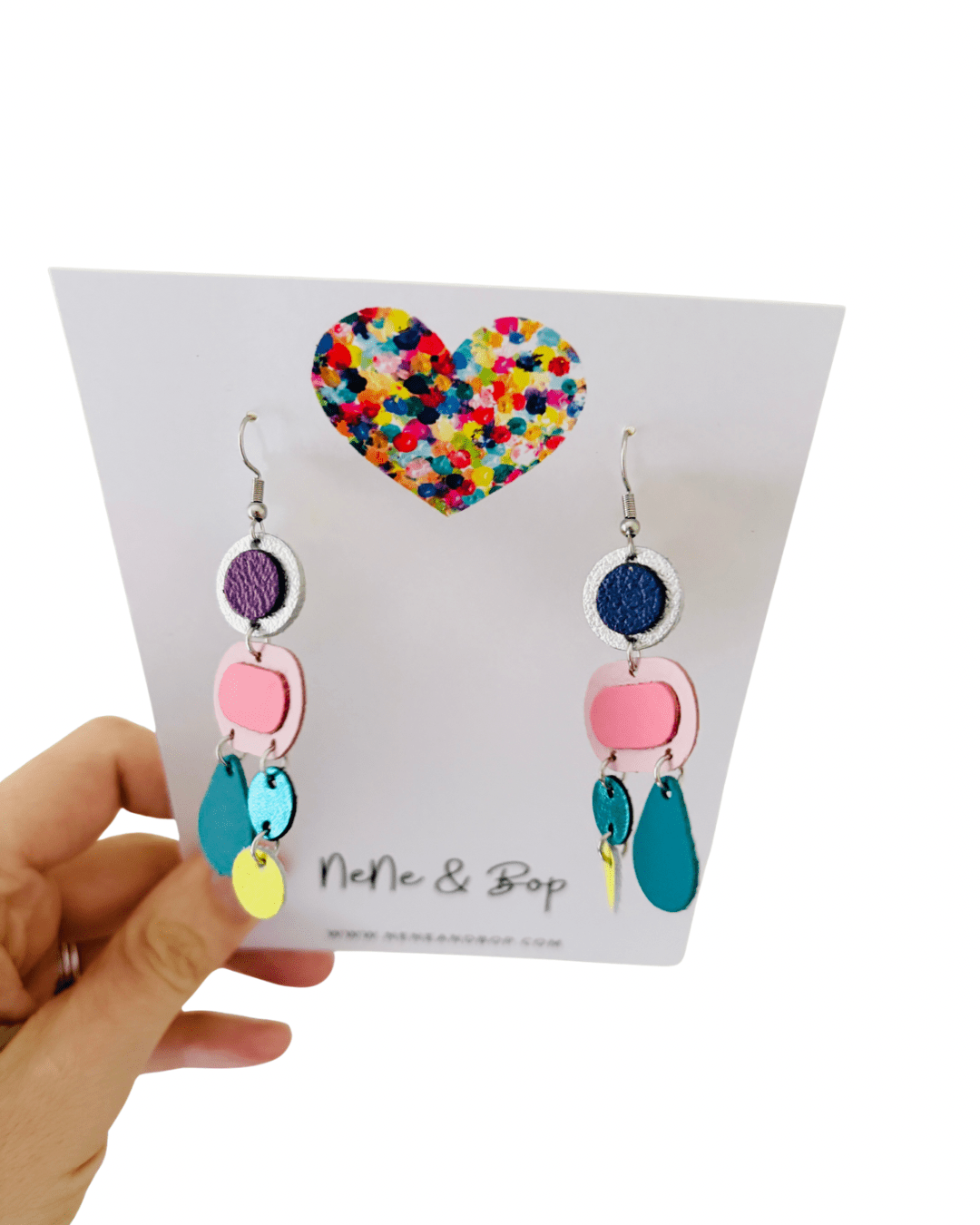 Retro Pebbles - Pastel Play - Midi - Leather Earrings
