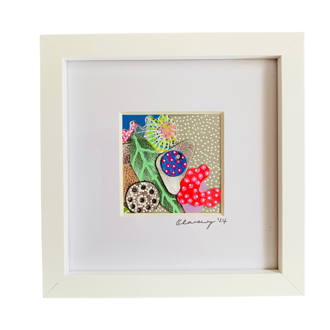 Leather collage - Deep Box Frame - Spring has Sprung