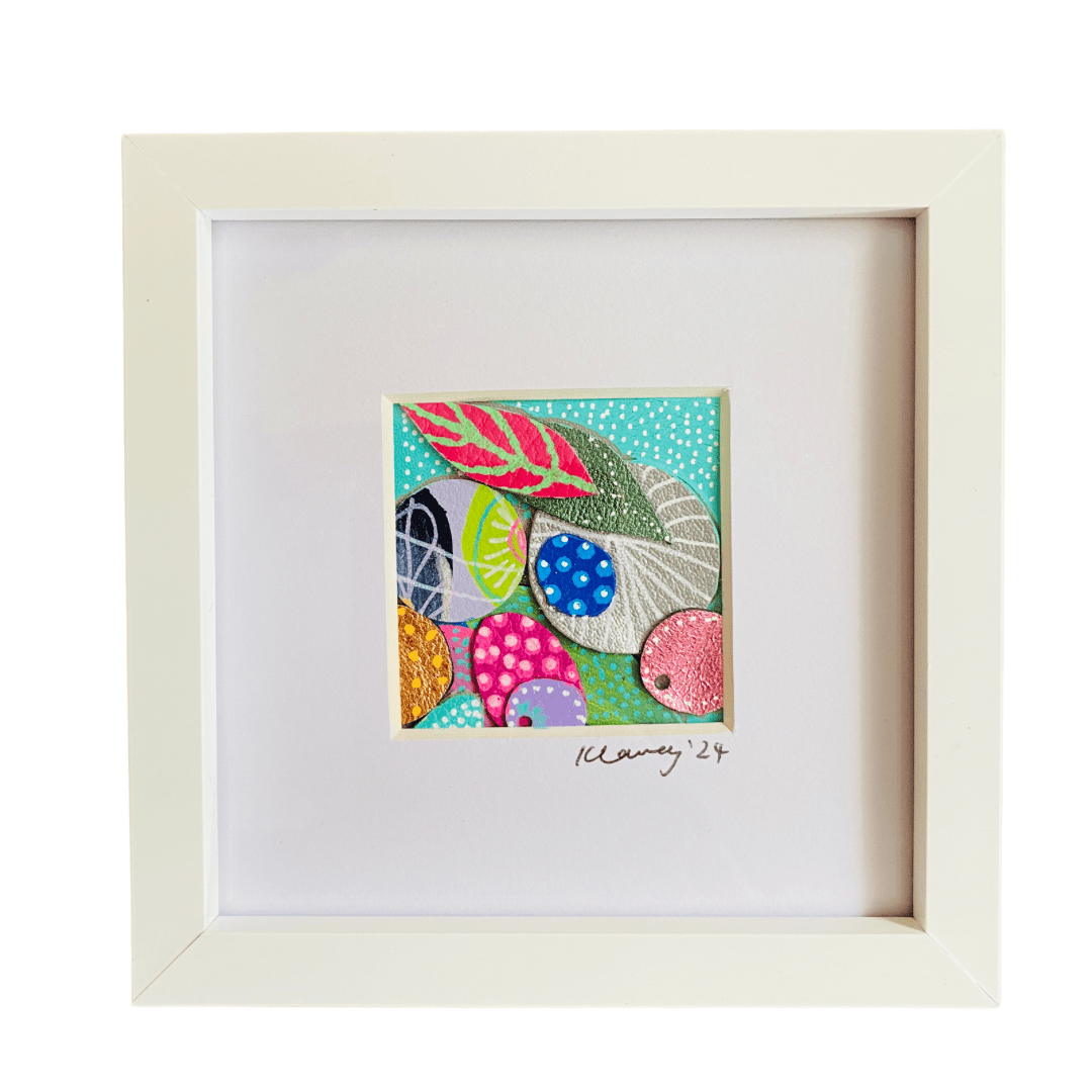 Leather collage - Deep Box Frame - New Life
