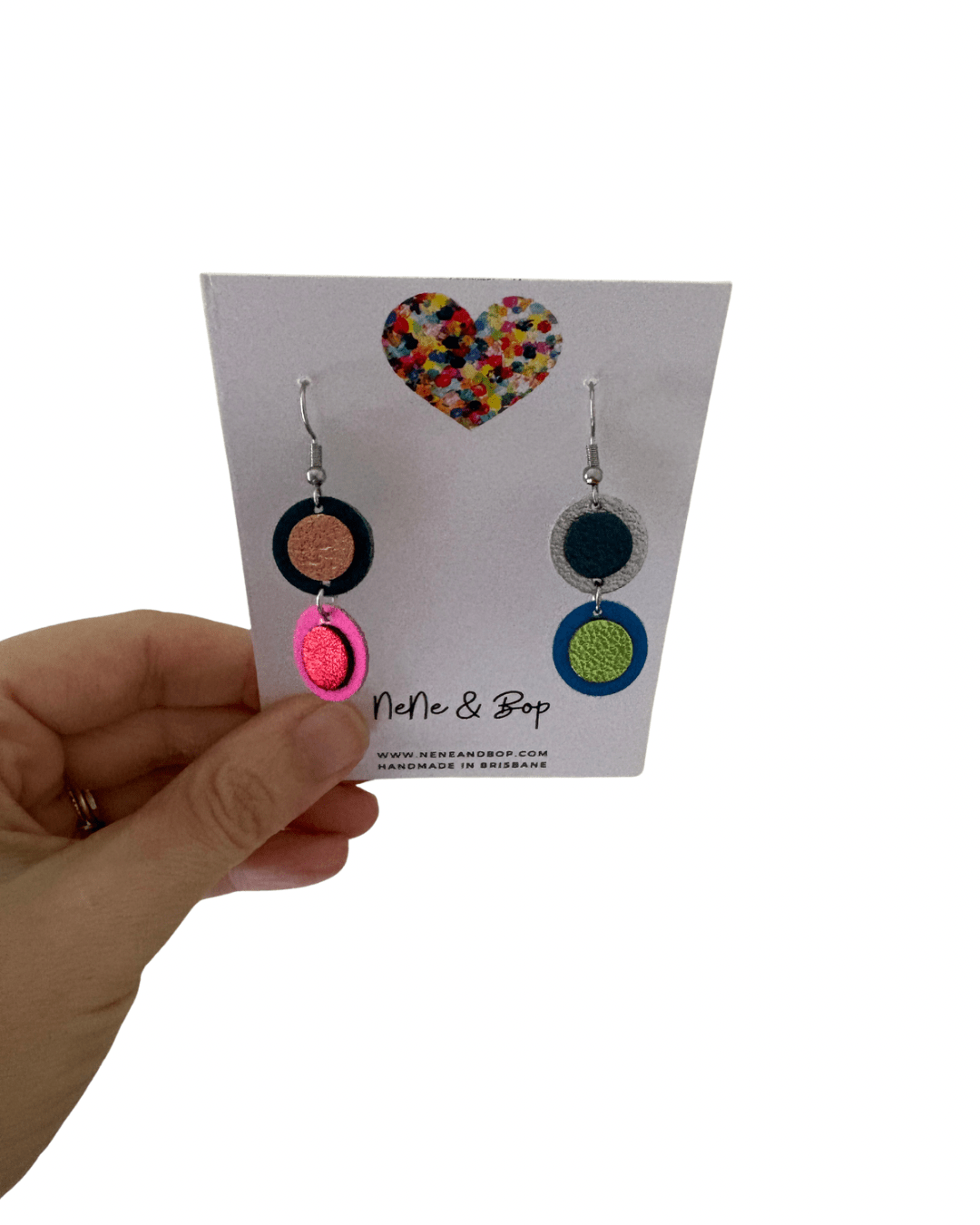 Retro Pebbles - Mixed Pips - Mini - Leather Earrings