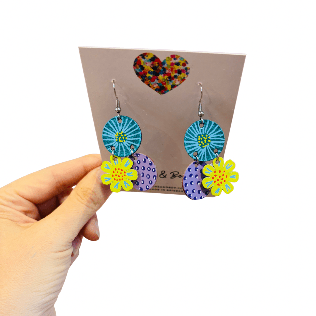 Blocky Blooms - Yellow/Lilac
