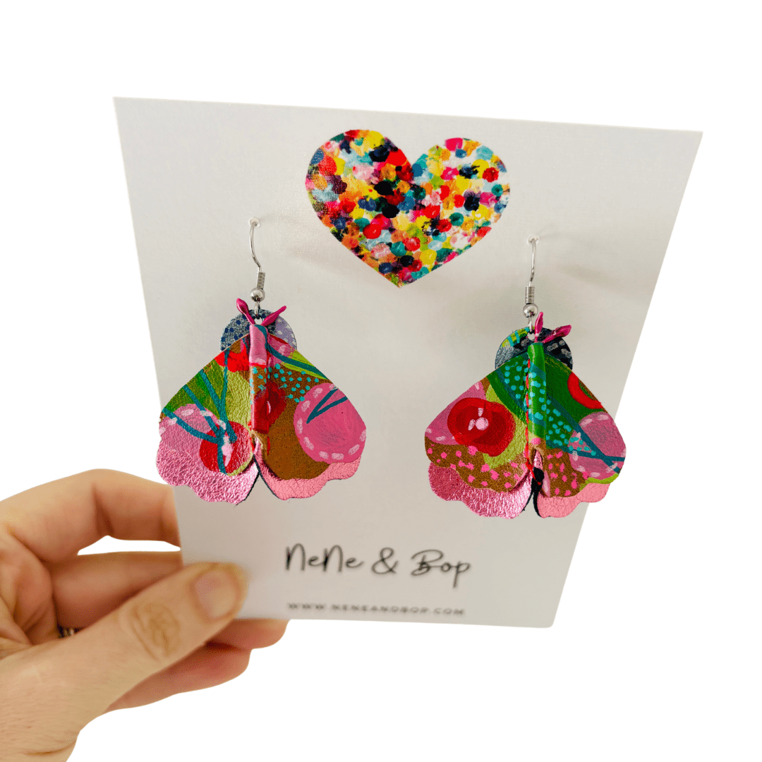 Moth - Cherry Sundae - Leather Earrings