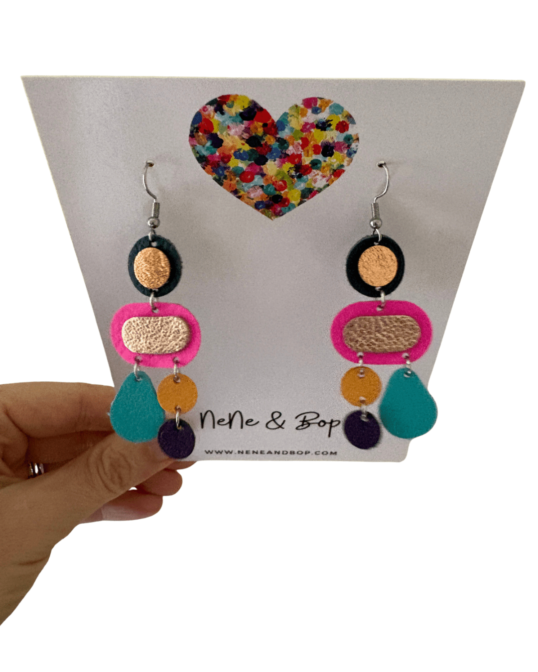 Retro Pebbles - Fresh - Midi - Leather Earrings