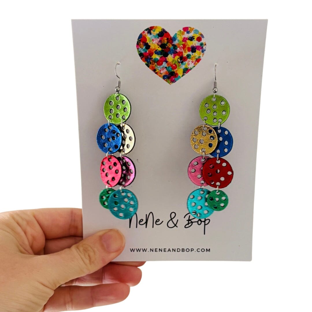 Metallic Pebbles - Leather Earrings