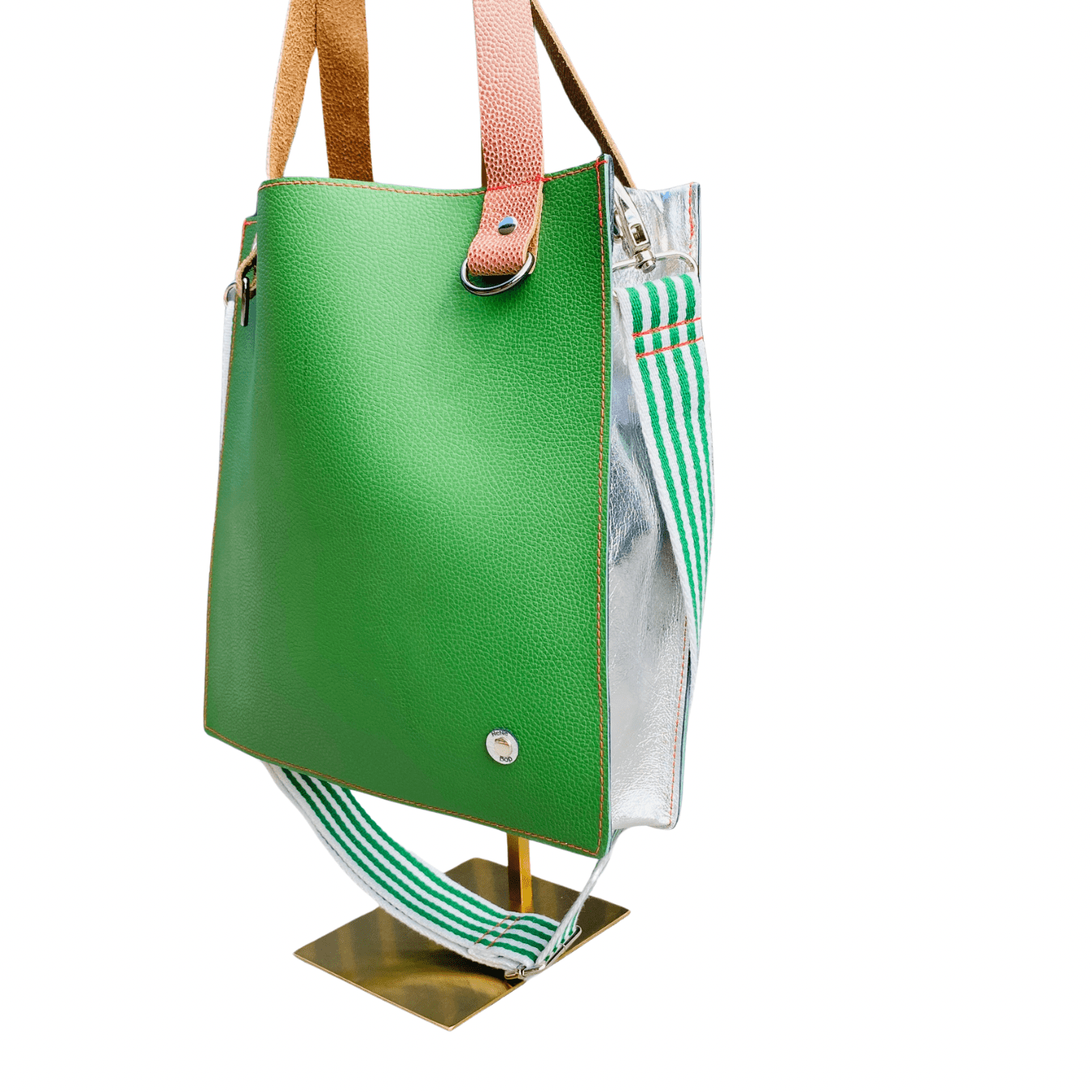 The Everyday Leather Tote & Crossbody Green/Silver