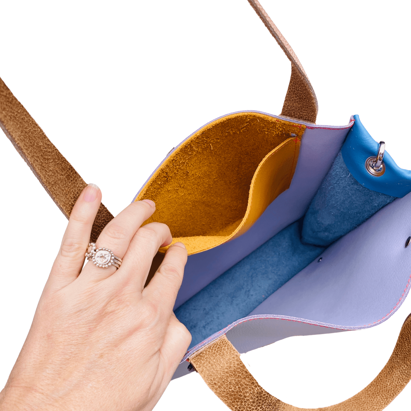 The Everyday Leather Tote & Crossbody Lavender/Blue