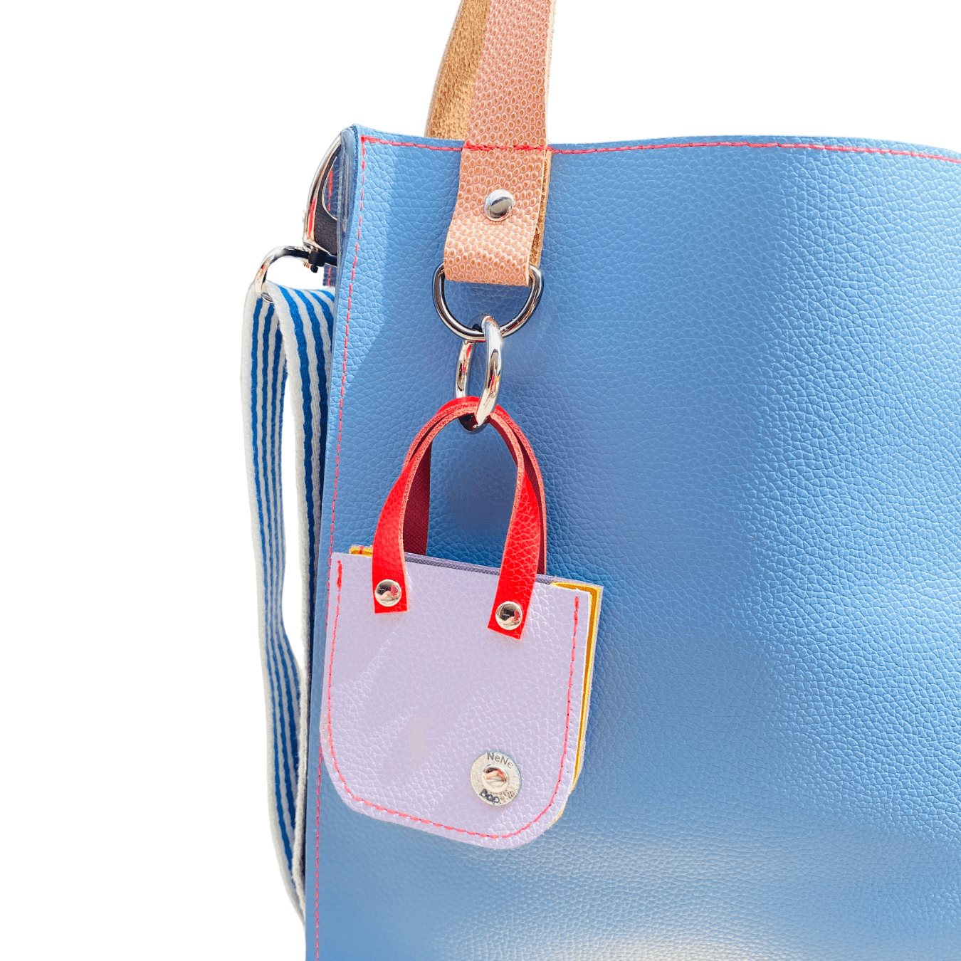 Mini Leather Tote Bag Charm – Tiny Tote, Big Style Lavender/Mustard