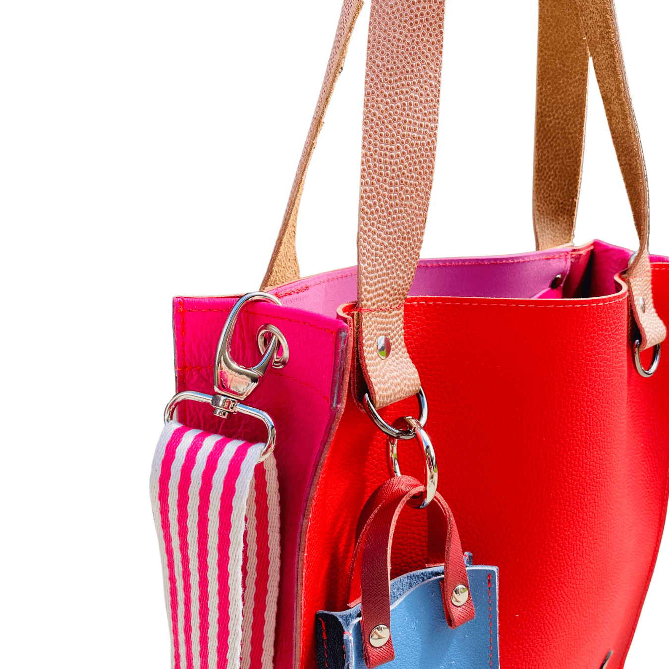 The Everyday Leather Tote & Crossbody Red/Pink