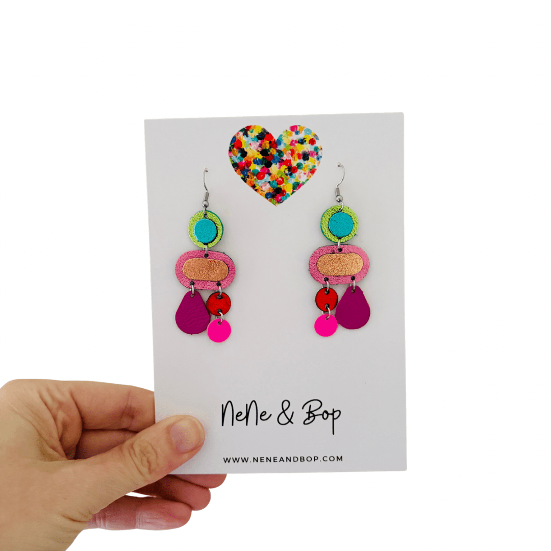 Retro Pebbles - Party Pop - Midi - Leather Earrings