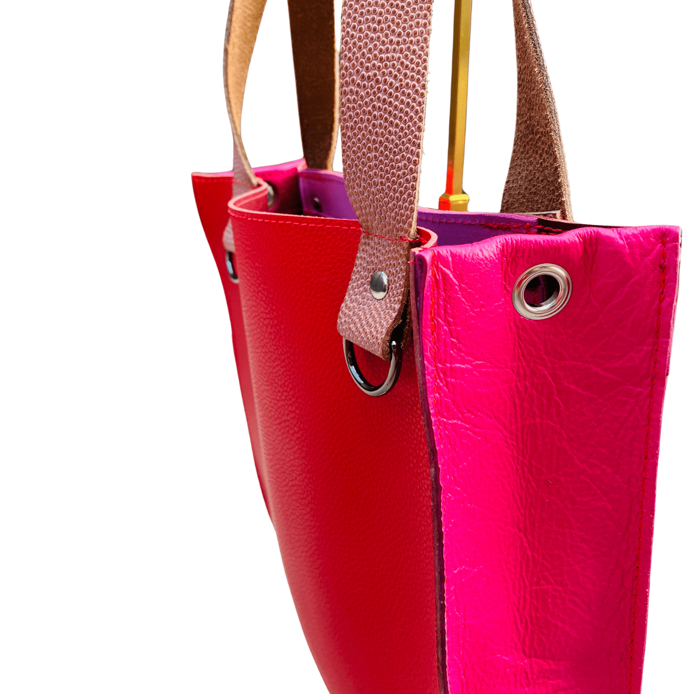 The Everyday Leather Tote & Crossbody Red/Pink