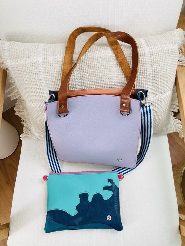 The Everyday Leather Tote & Crossbody Lavender/Blue